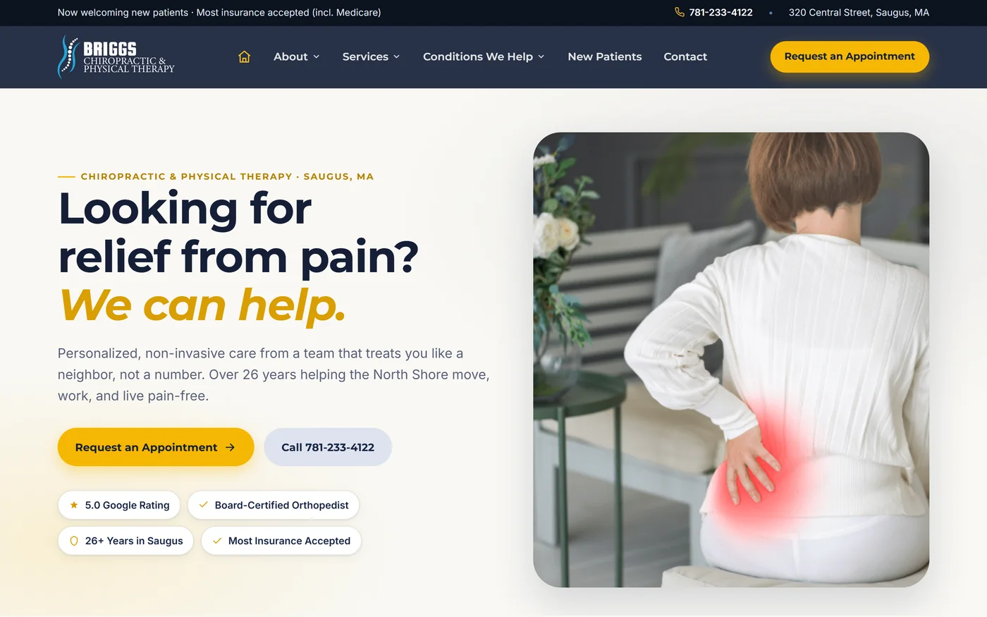 Briggs Chiropractic & Physical Therapy website homepage