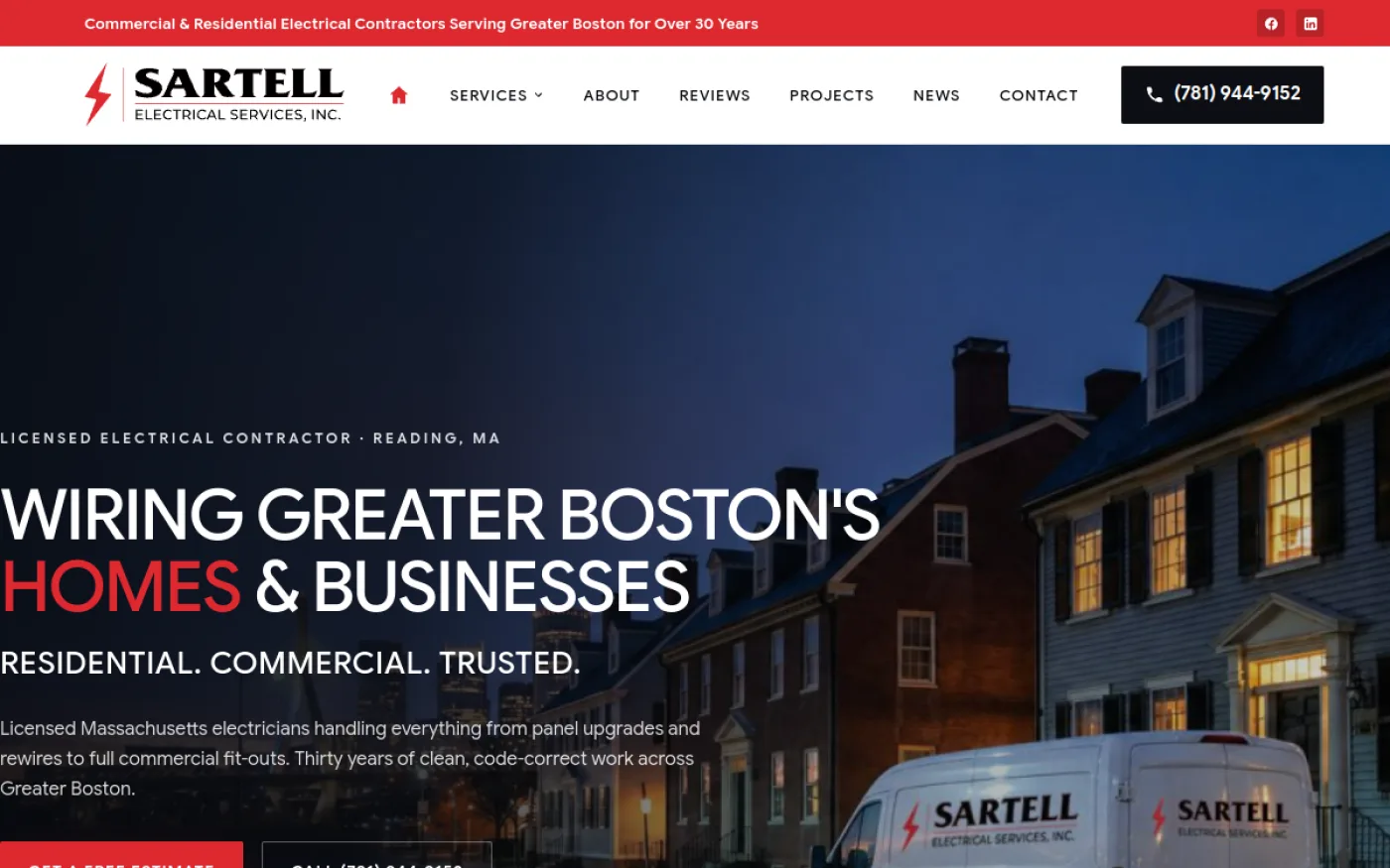Sartell Electrical Services website homepage